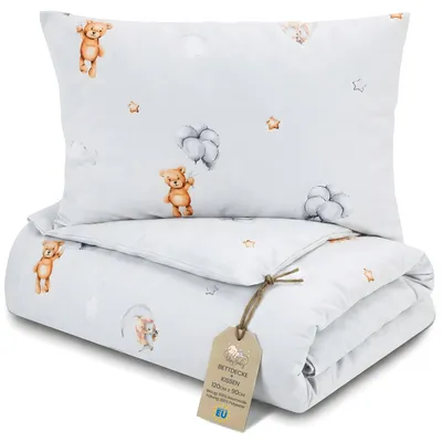 Produktbild von Kinderbettdecke ohne Bezug 90x120 cm aus Baumwolle mit Kissen 60x40 cm – Baby-Decke fürs Bett,  .