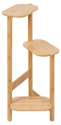 Image de Support pour plantes en bambou - Étagère carrée pour fleurs, 3 niveaux - Support à fleurs haut, 32x75 cm - Pour balcon et jardin - Bois naturel