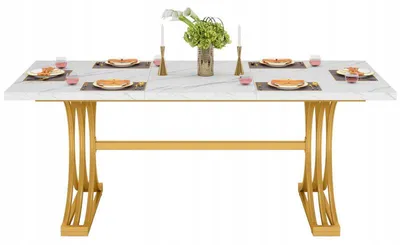Immagine prodotto di Tavolo da pranzo HOGA- XK00727, 160 x 80 cm, bianco/oro