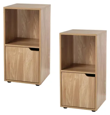 Image de CALICOSY - Tables de chevet 2 casesReproduction bois 1 porte - lot de 2 - MODU