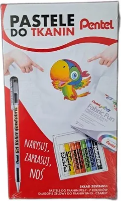 Zdjęcie produktu dla Zestaw kredek tekstylnych Pentel, 7 kolorów, do tkanin i kreatywnej dekoracji tekstyliów