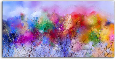 Produktbild von Coloray Acrylbild 100x50  Wandbild Acrylbilder Abstrakte bunte Malerei Landschaft