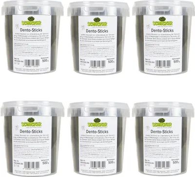 Zdjęcie produktu dla 6 x 500 g - Schecker Dental Care - Dento Sticks - z wodorostami i eukaliptusem