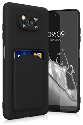 Produktbild von kwmobile Handyhülle für Xiaomi Poco X3 NFC / Poco X3 Pro Hülle mit Kartenfach - TPU Case - Kabelloses Laden - Schutzhülle Cover in Schwarz matt