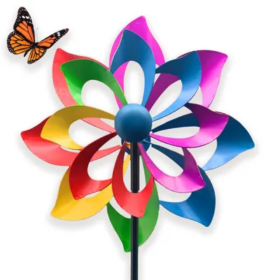 Produktbild von Großes Windrad 158 cm, wetterfeste Frühlings Gartendeko Flügelform