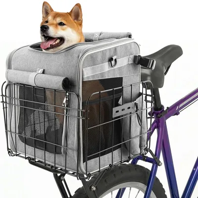 Fahrradkorb für Hunde, bis 10 kg, faltbar, mit Sicherheitsleine