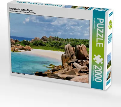 Produktbild von CALVENDO Puzzle Strandbucht auf La Digue 2000 Teile Puzzle quer | 2000 Teile Lege-Größe 90x67cm Foto-Puzzle für glückliche Stunden