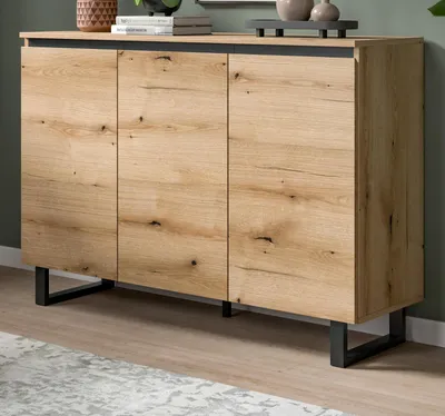Produktbild von Sideboard "Gelia" in Evoke Eiche und schwarz Kommode 120 x 84 cm, Soft-Close