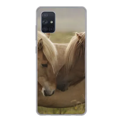 Produktbild von MuchoWow® Handyhülle Schutzhülle Hülle für Samsung Galaxy A71 Pferde - Gras - Braun Silikon Softcase Handy Hülle - Kartenbesitzer