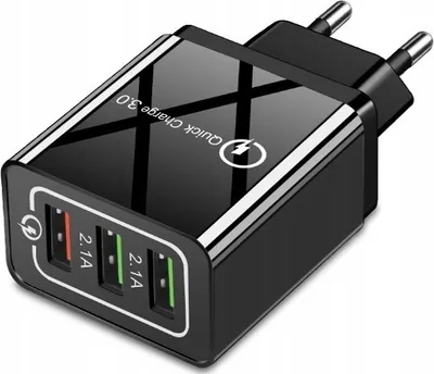Produktbild von Co2 Schnellladegerät QC 3.0 - 3 USB-Anschlüsse 2.1A Quick Charge Schwarz