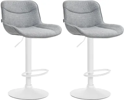 Produktbild von 2er Set Barhocker Vonore Stoff weiß grau
