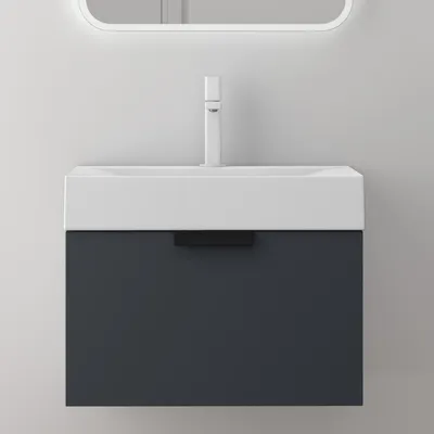 Immagine prodotto di doporro Mobile Bagno Sospeso 60x35cm, Mobiletto per Bagno con Lavabo Bianco Seria Lonato, Antracite opaco