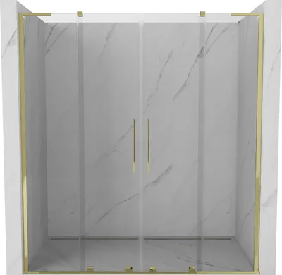 Image de Mexen Velar L Duo portes de douche coulissantes 200 cm, transparentes, dorées - 871-200-003-02-50