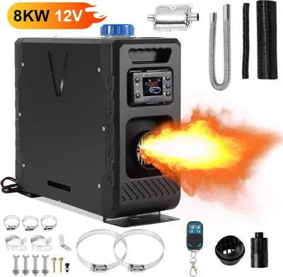 Productafbeelding van Jayseuw 8kW diesel standkachel, alles-in-één model, 5 liter, automatische start/stop, Bluetooth/afstandsbediening/LCD-display, 12V/24V, zwart