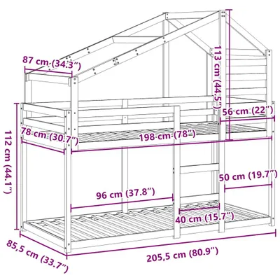 Zdjęcie produktu dla VidaXL 3281960, Drewno, Drewno, Drewno, 855 mm, 2055 mm, 1120 mm