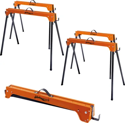Produktbild von 4x Arbeitsbock, Gerüstbock, Klappbock, bis 500 kg, Klappbarer Metallbock mit Griff