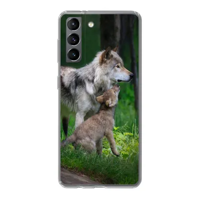 Produktbild von MuchoWow® Handyhülle Schutzhülle Hülle für Samsung Galaxy S21 Wolf - Baby - Wald Silikon Softcase Handy Hülle - Softcase
