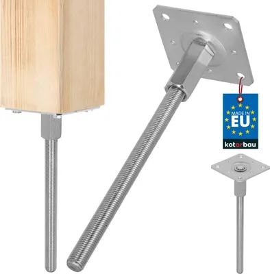 Produktbild von KOTARBAU® Pfostenträger Höhenverstellbar 110x330mm verzinkt Stahl Bodenanker Pfostenträger Pfostensockel Extra Stabil Stützfuß Pfostenschuh Vertikal verstellbarer Stahlanker für Gartenlauben und Zäune