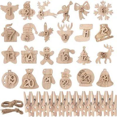 Productafbeelding van Famanu Houten adventskalender, zelf te maken - van 1 tot 24