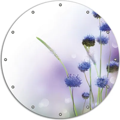 Produktbild von Wallario rundes Outdoor-Poster für Garten oder Balkon, Motiv Abstrakte lila Blume, 90 cm Durchmesser