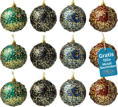 Produktbild von Weihnachtskugeln 12er Set Plastik Christbaumkugeln Christbaumschmuck Kugeln K567