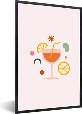 Produktbild von MuchoWow® Gerahmtes Poster Cocktail - Sommer - Zitrusfrüchte 20x30 cm - Poster mit Schwarzem Bilderrahmen Wandposter Rahmen Foto Bilder - Drucken - Bilder Poster im Rahmen