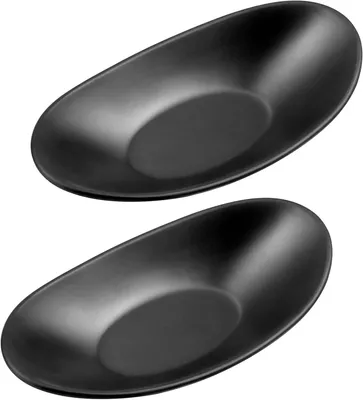 Obrázek produktu pro 2 černé oválné podnosy – 21,5 x 11,5 cm – na klíče, šperky – opakovaně použitelné – odkládací misky