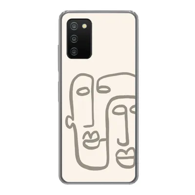 Produktbild von MuchoWow® Handyhülle Schutzhülle Hülle für Samsung Galaxy A03s Gesicht - Abstrakt - Strichzeichnung Silikon Softcase Handy Hülle - Schutz