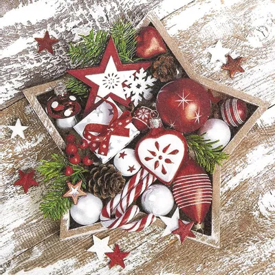 Produktbild von 20 Servietten Star Arrangement - Weihnachtsdeko in Stern 33x33cm