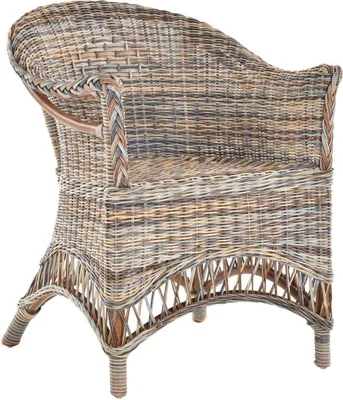 Produktbild von KRINES HOME  Rattansessel Landhaus Flechtsessel aus Natur-Rattan Rattan Sessel Korbsessel Wintergarten (Mehrfarbig)