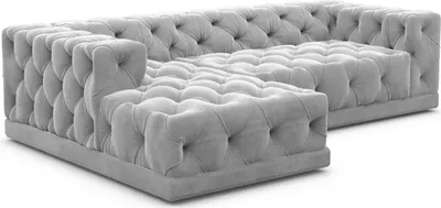 Produktbild von Samtstoff L-Form Sofa Meliva Hellgrau Links