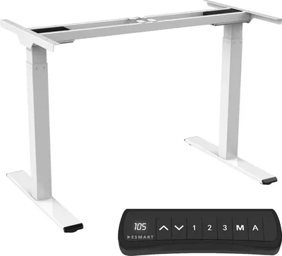 Produktbild von ESMART ERX-122W Weiß Ergonomisches Steh-Sitz-Schreib-Tisch-Gestell Stufenlos elektrisch höhenverstellbar 71-120 cm 3 x Memory Aktivitätserinnerung Schnelle Montage