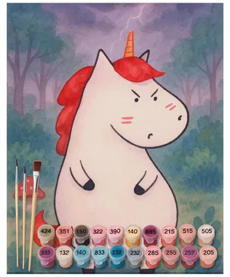 Produktbild von Mr. & Mrs. Panda Malen nach Zahlen Einhorn Wut Design 40 x 50 cm Ohne Rahmen - Weiß - Geschenk, Nein, Spaß, Leinwand, Einhörner, malerei, Arbeit, DIY, Bild, Unicorn