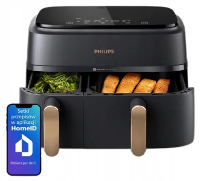 Produktbild von Philips Ovi fettfreie Fritteuse 9 l 2750 W Zwei Körbe Rapidair Plus NA352/00