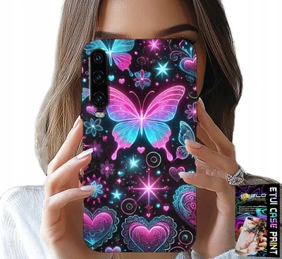 Immagine prodotto di Custodia Per Huawei P30 - Custodia Colorata Con Disegni A Forma Di Cuore Di Farfalla