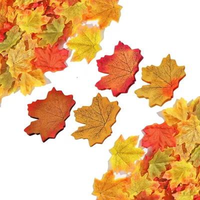 Image de 200 feuilles d'érable artificielles, feuilles d'érable artificielles de 8 cm, feuilles d'automne artificielles, décoration avec des feuilles d'érable artificielles, décoration avec des feuilles d'automne pour les fêtes, les mariages, Halloween et Noël