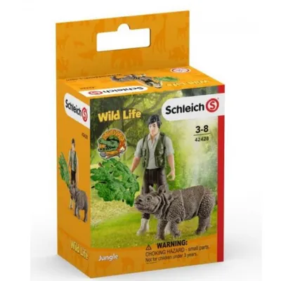 Image de Schleich 42428 Wild Life Forester avec rhinocéros