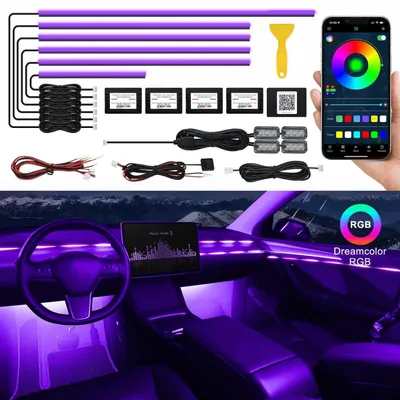 Productafbeelding van LED-omgevingsverlichting voor auto, met app-bediening, RGB 10-in-1, 175 inch, 593 LED's, muziek synchronisatie