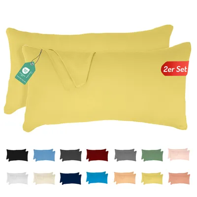 Produktbild von Jersey Kissenbezug 2er Set 40x60 cm 100% Baumwolle Gelb