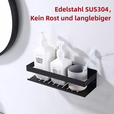 Produktbild von Famanu Wandregal Badezimmer mit Ablagefläche - Matt Schwarz
