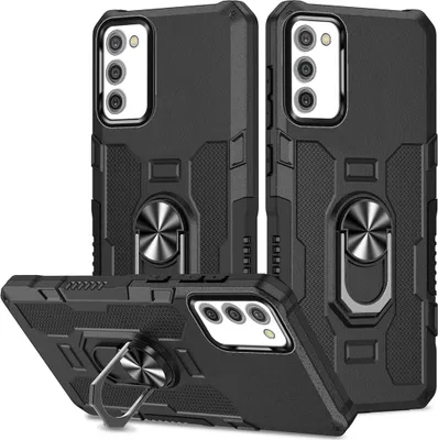 Immagine prodotto di Galaxy A03S Case, resistente custodia a doppio strato con supporto ad anello e supporto per Samsung Galaxy A03S nero