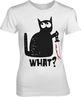 Produktbild von Cat Say What Girly Tee - Small - White