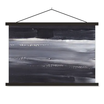 Produktbild von MuchoWow® Textilposter Farbe - Abstrakt - Schwarz 60x40 cm mit schwarzem Rahmen - Hölzernes