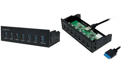 Image de Logilink USB HUB 3.0, 7-Port, 5,25" intern + Schnelladeport