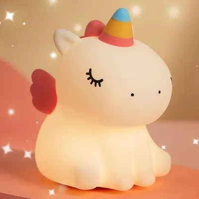 Produktbild von Einhorn Nachtlicht für Kinder – dimmbares LED Nachtlicht aus Silikon, warmweiß, USB wiederaufladbar, mit 30-Minuten-Timer