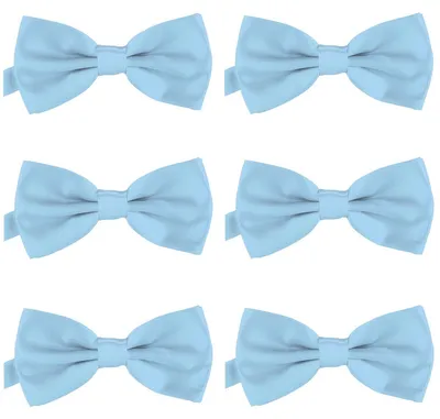 Produktbild von 6er Set DonDon Herren Fliege 12 x 6 cm gebunden und längenverstellbar hellblau
