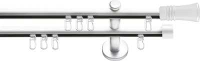Produktbild von SN Deco Gardinenstange Innenlauf Lyon, 19 mm, 2-läufig, Stahl, Komplett-Set mit Ringen, Profilträger, 480 cm, weiß