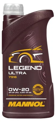 Productafbeelding van 1 Liter MANNOL 0W-20 LEGEND ULTRA DEXOS 1 GEN 2, geschikt voor: Chrysler MS-6395, Chrysler MS-13340, Ford WSS-M2C947-A, Ford WSS-M2C947-B1, GM 6094-M, STJLR.51.5122, Honda HTO-06