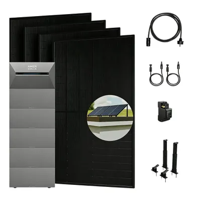 Produktbild von Anker SOLIX Solarbank 3 E2700 Pro mit 5x BP2700 Erweiterungsakku und 2000W Solarmodule, Smarter Zähler & 4x Fassaden/Flachdach Halterung, 0% VAT