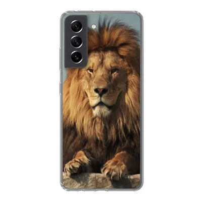 Produktbild von MuchoWow® Handyhülle Schutzhülle Hülle für Samsung Galaxy S21 FE Löwe - Felsen - Porträt Silikon Softcase Handy Hülle - Mobiltelefonhülle